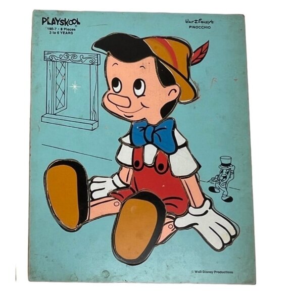 Vintage Playskool Walt Disney 8-Pc. Wooden Puzzle Pinnocchio - Picture 1 of 5
